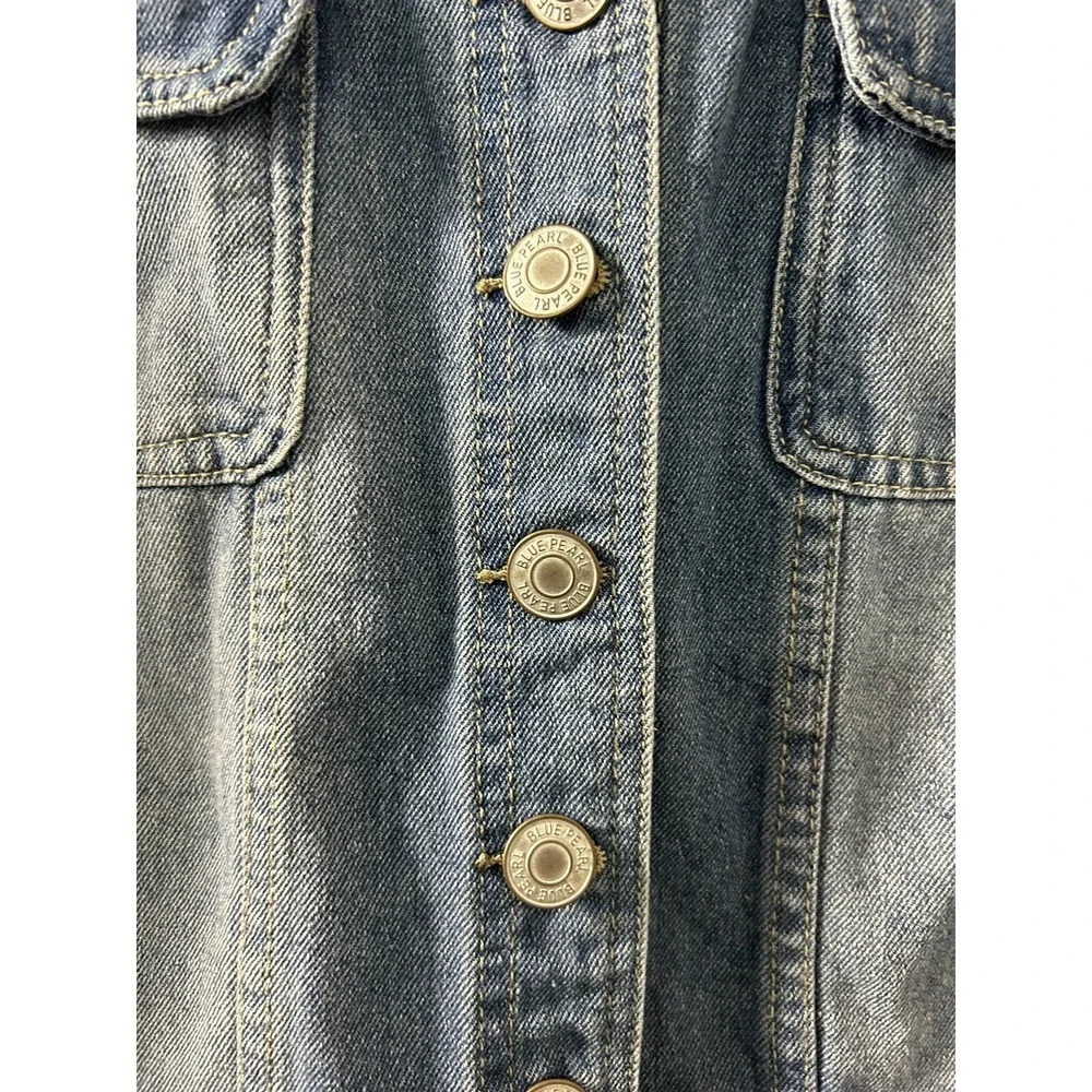 Blue Pearl Kids Denim Trucker Jacket Medium Wash Blue Cotton‎ Rayon Size 2XL
